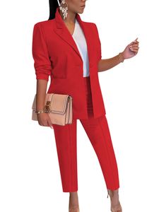 Damen Trainingsanzüge Freizeitanzug Einfarbig Casual Loungewear Blazer und Anzüge Set Rot,Größe L