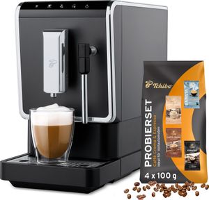 Tchibo Kaffeevollautomat Esperto Latte mit Milchaufschäumfunktion für Caffè Crema, Espresso und Milchspezialitäten, Anthrazit - INKLUSIVE Kaffeeprobierset GRATIS