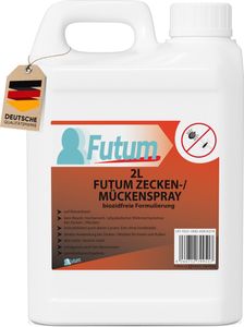 FUTUM 2 Liter Zecken-Spray / Mückenspray | biozidfreie Insektenabwehr für Zecken, Mücken Laren und Eier | Wasserbasis | Fleckenfreies sprühen