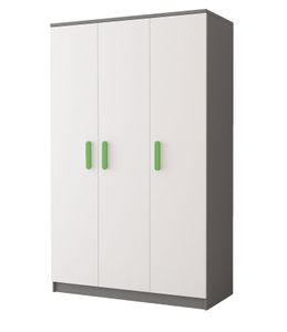 Drehtürenschrank Kleiderschrank Schrank Kinderkleiderschrank 120CM  GRAU/WEIß GRIFFE LIMETTE - JONAS 19