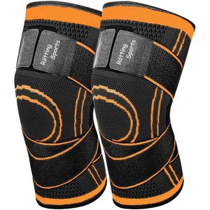 Rötting Sports 2 Kniebandagen Sportbandage Kniestütze orange/schwarz Größe L