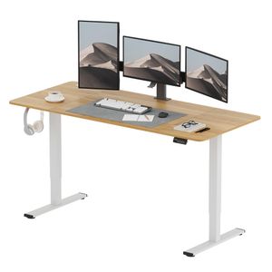 SANODESK Elektrischer Höhenverstellbarer Schreibtisch 180 x 80 cm, Ergonomischer Tischplatte, Steh-Sitz Tisch Computertisch, einfache Montage (Ahorn)