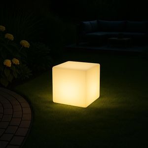 MeLiTec Solarleuchte mit USB - Solar-Gartenlampe LED mit Farbwechsel - Indoor und Outdoor - Kantenlänge 30 cm - Kunststoff - Würfel - LK04-4