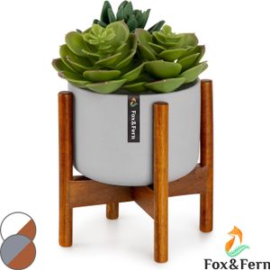 Fox & Fern Pflanzenständer mit Blumentopf, Stylischer Blumenständer Holz, Stabiler Plant Stand, Pflanzenständer aus Nachhaltigem Holz, Blumentopf Ständer aus Akazienholz, Blumenständer Modern