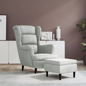 vidaXL Krídlové kreslo s taburetkou Light Grey Velvet