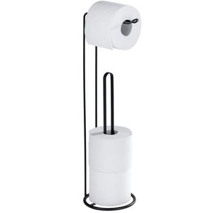 WENKO Stand Toiletten Papier Halter 2 in 1 LUGANO Ersatz Klo Rollen Bad Gäste WC