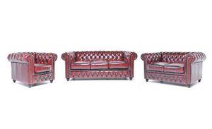 Chesterfield Sofa Original Leder  1 + 2 + 3 Sitzer Antik Rot |