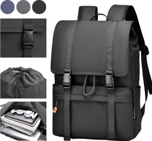 NULSTA Herren Rucksack mit Klappe, Laptop Rucksäcke 20L, 15.6 Zoll Laptopfach, Schulrucksack Arbeitstasche Wasserdicht mit Trolley-Gurt, Tagesrucksack für Uni Büro Ausflüge Freizeit Alltag, Schwarz