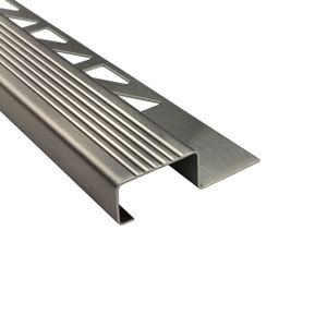 Edelstahl Stufenprofil Fliesenleiste Profil Treppen Schiene 2,5m H12mm gebürstet