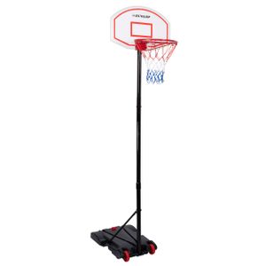 Dunlop Basketbalová obruč so stojanom - Basketbalové obruče - Stojan na basketbal - Nastaviteľná výška od 165 cm do 205 cm - Basketbalová obruč vonkajšia - Basketbalová obruč - Plastová - Čierna
