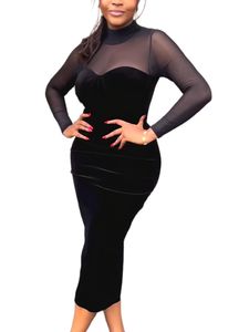 Damen Cocktailkleider Slim Fit Elegantes Langes Perspektive Kleid Party Ballkleid Schwarz,Größe 2XL