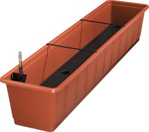 Geli Balkonkasten AQUA GREEN Terracotta 100 cm mit Bewässerungssystem - Kunststoff