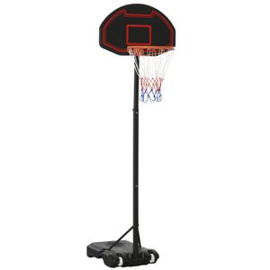 HOMCOM Basketballständer mit Rädern 195-250 cm höhenverstellbar Basketballkorb mit Ständer Basketball-Backboard Ständer geeignet für 8-14 Jahre Stahl Kunststoff Schwarz