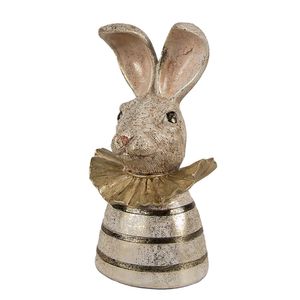 Clayre & Eef Figur Kaninchen 20 cm Weiß Goldfarbig Polyresin