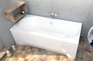 ECOLAM Badewanne Wanne Acryl Long Rechteck für Zwei 180x80 Schürze Füße Silikon Ablaufgarnitur GRATIS