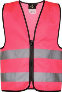 Korntex KWRX | Kinder Safety Vest for Kids with Zipper EN1150 - Farbe: Neon Pink - Größe: S (7-12 Years)