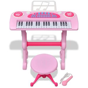 vidaXL Detská klávesnica Toy Piano so stoličkou/mikrofónom 37 klávesov ružová