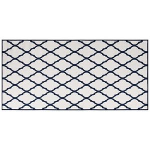 vidaXL Outdoor-Teppich Marineblau Weiß 100x200 cm Beidseitig Nutzbar