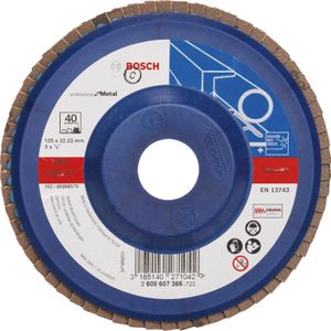 Bosch Fächerschleifscheibe X551, Expert for Metal, gerade, 125 x 22,23 mm, 40, Kunst. 10 Stk