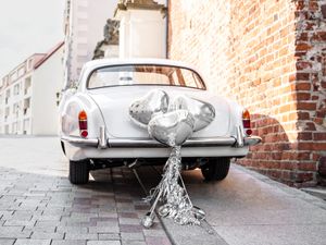 Sada dekorácie auta srdce strieborná svadba