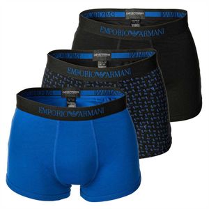 EMPORIO ARMANI Herren Boxer Shorts 3er Pack - Trunks, Pants, Baumwolle Schwarz/Blau S