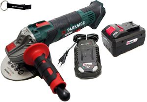 HEADNMORE® Bundle - PARKSIDE® 20V Akku Winkelschleifer PWSA 20 im Transportkoffer + HEADNMORE® Schlüsselanhänger (inkl. 1x 8Ah Akku)