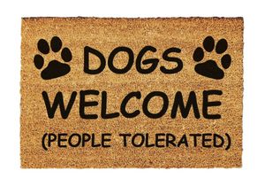 Giftstory Fußmatte Kokos DOGS WELCOME PEOPLE TOLERATED Geschenk -Fussmatten Haustür fußmatte, fussmatte, schmutzfangmatte, fussmatte innen, Willkomme