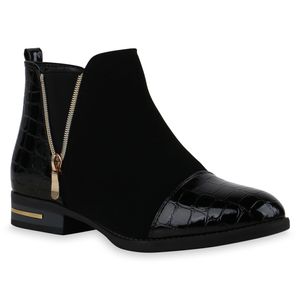 Mytrendshoe Damen Stiefeletten Chelsea Boots Leicht Gefütterte Schuhe 835464, Farbe: Schwarz, Größe: 38