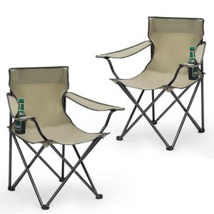 SUNULA 2er Set Campingstuhl Faltbar bis 100 kg, Faltstuhl Klappstuhl mit Getränkehalter und Tasche, Olivgrün