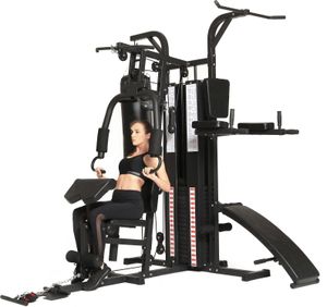 Dione HG5 - Fitnessstation - Multi-Gym - Krafstation mit Boxsack  - Einschließlich 65 kg Gewichte - Erweiterbar auf 100 kg - Homegym
