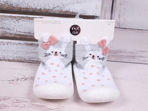 YO Kinder Mädchen Babyschuhe Weiche Sohle Sockenschuhe Lauflernschuhe Kinderschuhe Atmungsaktiv Anti-Rutsch Bodenschuhe Grau 23