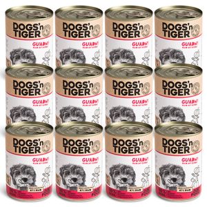 Dogs’n Tiger Adult Premium Hundefutter, Nassfutter, Getreidefrei, Guadn,  Rind & Kürbis, 12x 400g