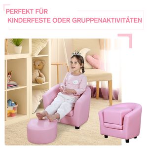 HOMCOM Kindersessel mit Fußhocker, Minisessel, Kinderzimmer Sofa, Kindersofa, Kindermöbel, für 3-6 Jahre alt, Mädchen, rosa, 51 x 39 x 41,5 cm