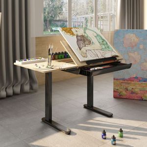 Flexispot Zeichentisch Architektentisch Neigungsverstellbar, Höhenverstellbar Schreibtisch Arbeitstisch mit Stauraum, für Handwerk, Schreiben, Male