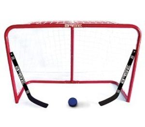 BASE Street Hockey Goal 32" (81 x 53 x 30 cm) inkl. 2 Ministicks and Softball, Eishockey Tor für innen, mit Hockey Schlägern aus Kunststoff