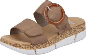 Rieker Damen Pantolette Deko-Schnalle Clog V2392, Größe:40 EU, Farbe:Beige