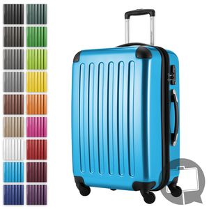 HAUPTSTADTKOFFER Alex - Hartschalen-Koffer Koffer erweiterbar mit 4 Rollen Check-In Trolley Reisekoffer mit Dehnfalte Aufgabegepäck Hardcase Luggage 65 cm, 74 Liter,Cyanblau