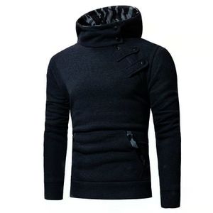 Herren Patchwork Hoodie Sweatshirt Pullover Jacke Lässige Kapuzen-Knopf-Mantel Top,Farbe: Schwarz,Größe:XXXL