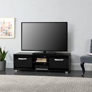 Fernsehtisch Laugar 120 x 40 x 38 cm TV Lowboard mit Schranktüren und Ablagefächern Spanplatte Schwarz [en.casa]