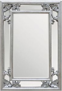Casa Padrino Barock Spiegel Silber 66 x H. 96 cm - Rechteckiger Wandspiegel im Barockstil - Prunkvoller Antik Stil Garderoben Spiegel - Barock Interior - Barock Möbel