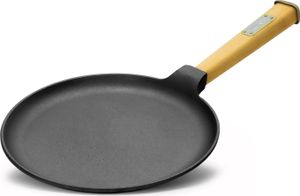 Pfannkuchenpfanne 24 cm Crêpes - Bratpfanne aus  Gusseisen Omlettpfanne Blinipfanne Holzgriff Induktion