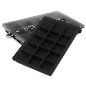 Intirilife 2x Eiswürfelformen in SCHWARZ – 2er Set à 15 Fächer Eiswürfel Silikonformen mit Deckel – Flexibler Eiswürfelbehälter Verschließbar für Eis, Babynahrung und mehr