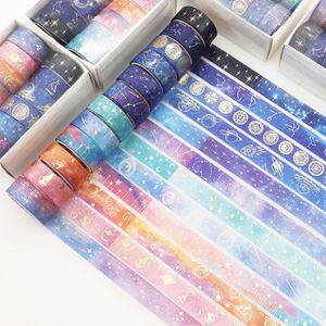 12 Rollen/Box Washi Tapes Buntes selbstklebende Planetensterne gedruckte dekorative Washi-Aufkleber, die Bänder für Scrapbooking packen