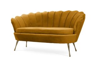 Bettso Elegant klassisch Muschelsofa Schalensofa Sofa Shell Muschel Couch auf Metallbeinen für Wohnzimmer Honiggelb Gelb