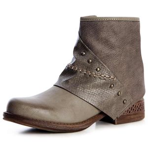 topschuhe24 1284 Damen Stiefeletten Worker Boots Nieten Robust, Farbe:Khaki, Größe:38 EU
