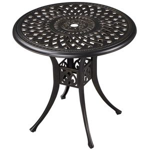 Yaheetech Gartentisch Balkontisch mit Schirmloch Bistrotisch Φ 78cm Rund Outdoor-Tisch aus Metall für Garten/Balkon/Terrasse/Veranda