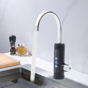 3000W Elektrischer Wasserhahn mit Durchlauferhitzer LED-Digitalanzeige Spültisch 360° Drehbar Heizungshahn (schwarz) für Küche Bad