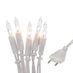 Mini Lichterkette innen 10 weiße Lichter, beleuchtet 1,35m, Kabel weiß, Stecker