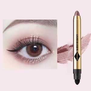 Doppelseitiger Perlglanz Lidschattenstift wasserfest glitzer Lidschatten Make-up-Stift Eye Brightener Stick lilabraun