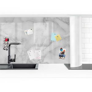Küchenrückwand - Marmoroptik Schwarz Weiß, Größe HxB:60cm x 400cm, Ausführung:Smart Glanz